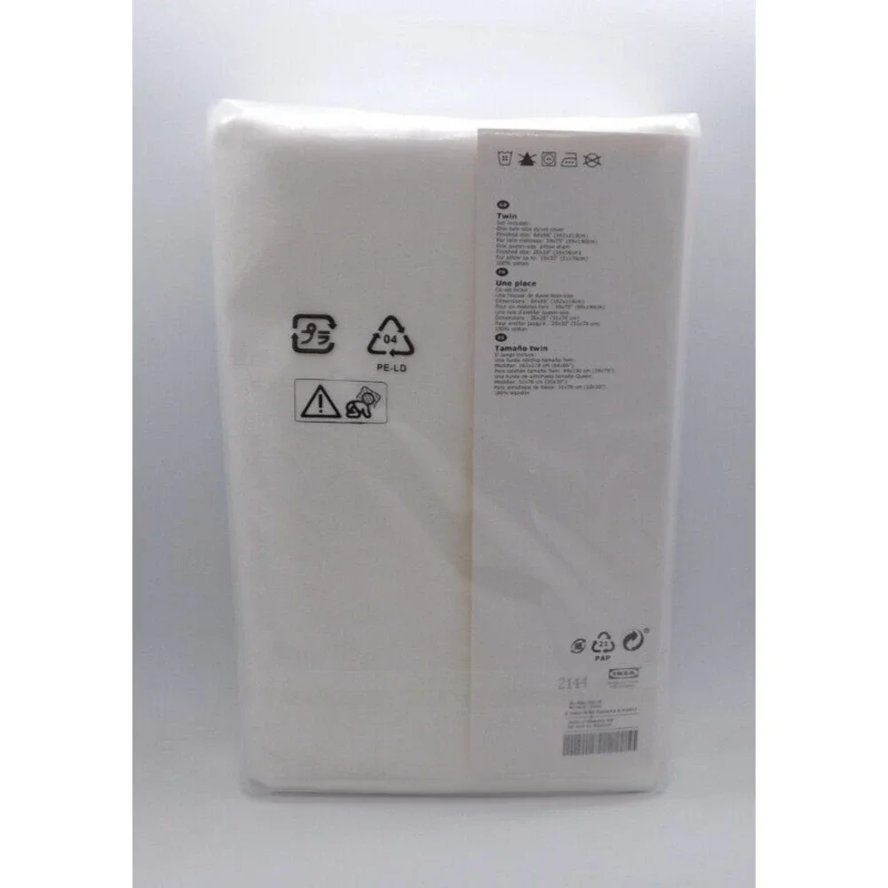 Ikea DVARGRUTA Twin Duvet Cover + 1 Pillowcases Bed Set Jacquard White NEW